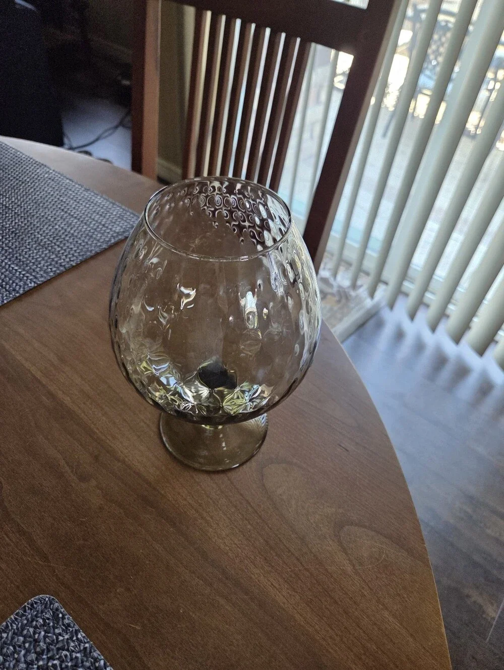 Mid Century Empoli Italian Smoked Optic Glass Oversized  Snifter.